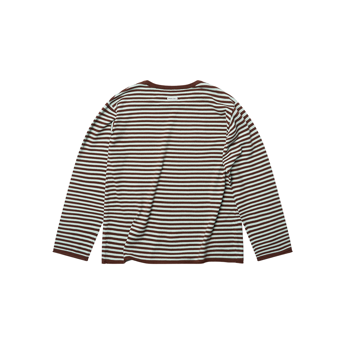 플랫웨이브 인 서울 마론 스트라이프 루즈 핏 라운드 니트 브라운/민트(Flatwave in Seoul Maron Stripe Loose Fit Round Knit Brown/Mint) - 2