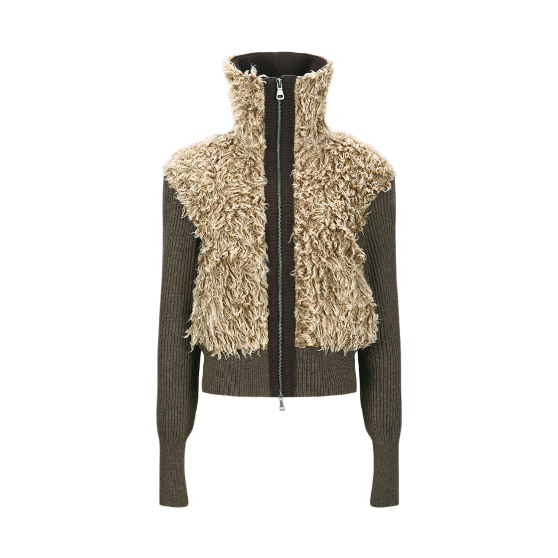 atb1392w(BEIGE) ADSB Andersson Bell Fur Combo Knit Top Beige