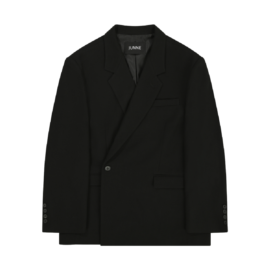 준느 J42 하프 랩 버진울 블레이저 블랙(Junne J42 Half Wrap Virgin Wool Blazer Black)