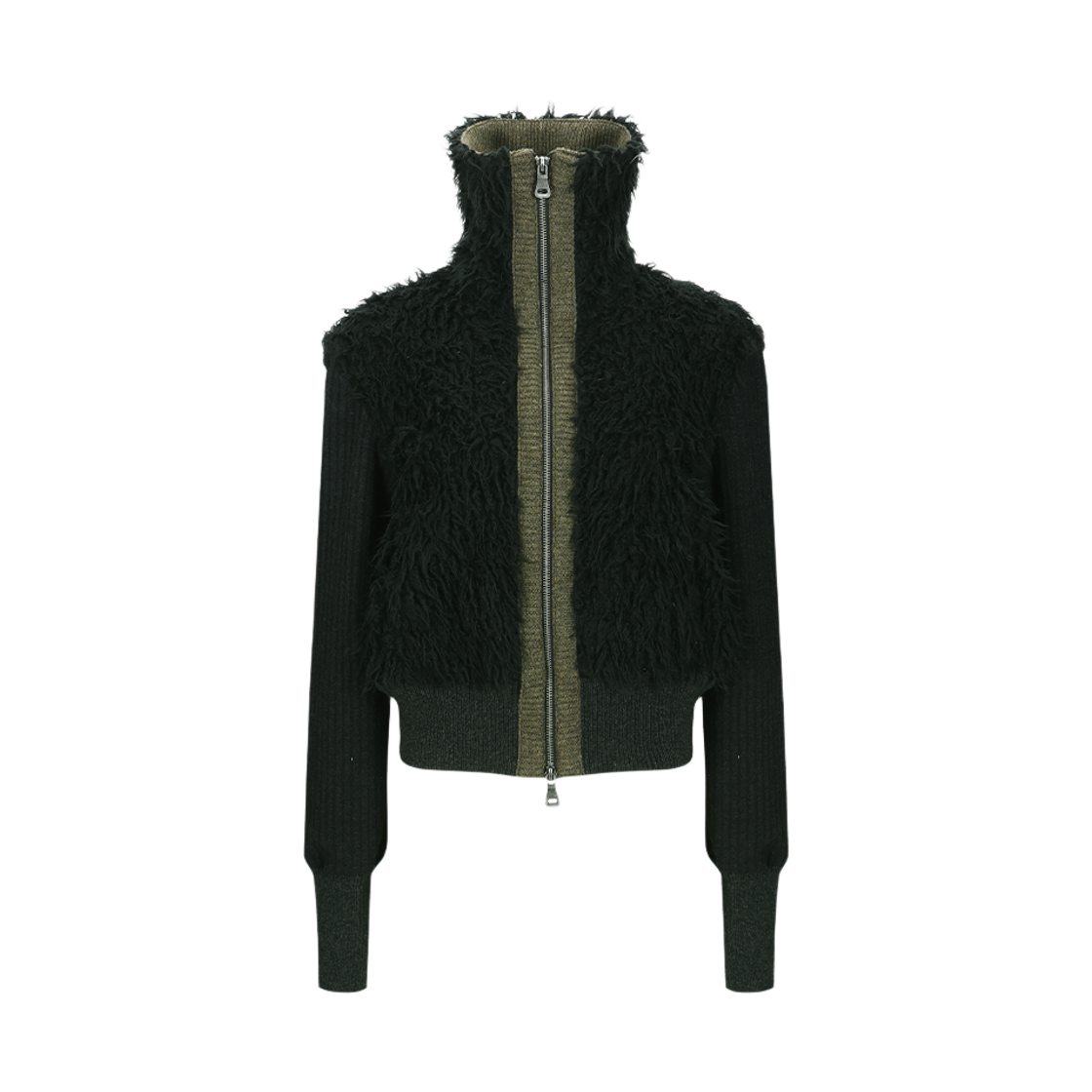 atb1393w(BLACK) ADSB Andersson Bell Fur Combo Knit Top Black