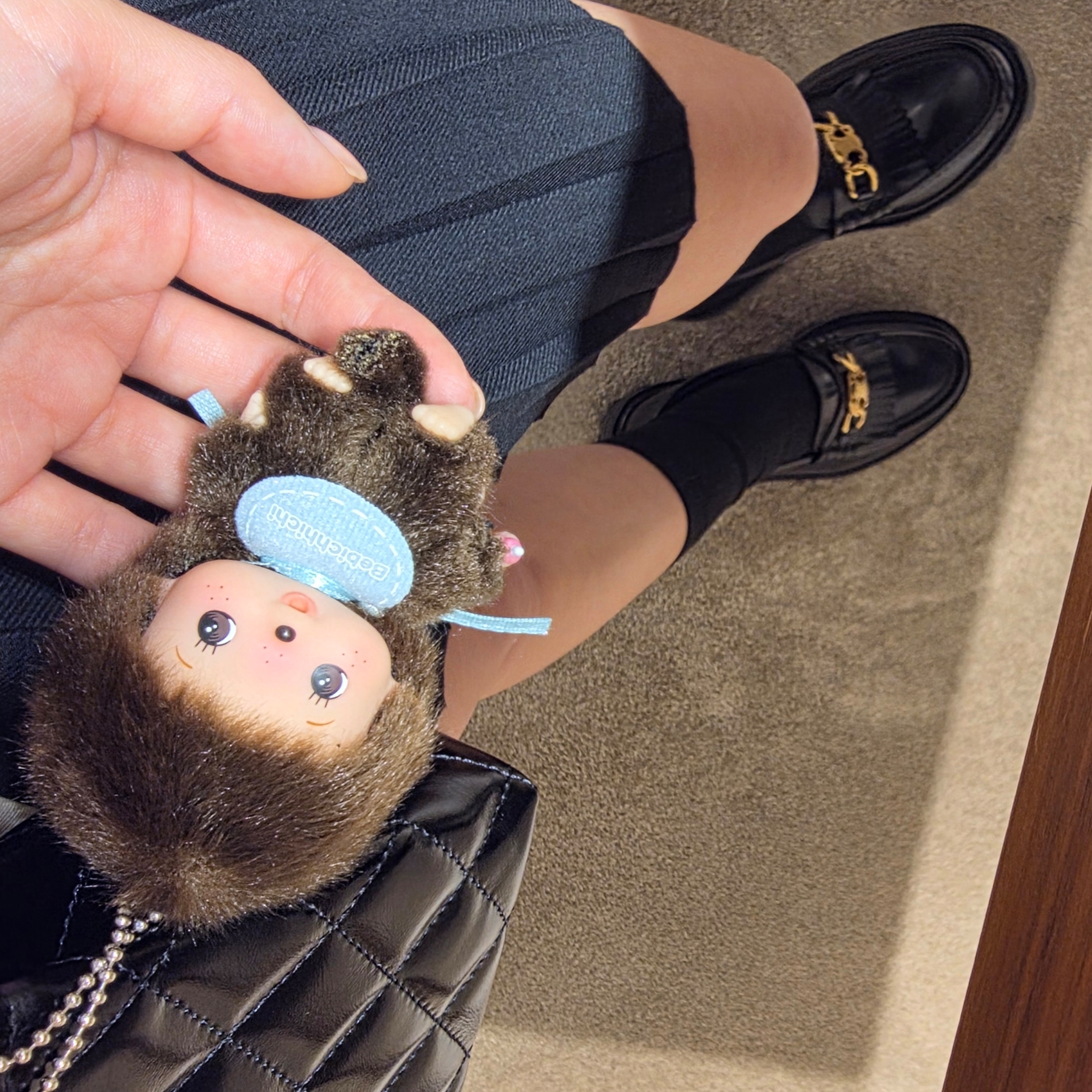 Monchhichi Bebichhichi Bighead SS Boy Key Chain Blue 착용 스타일