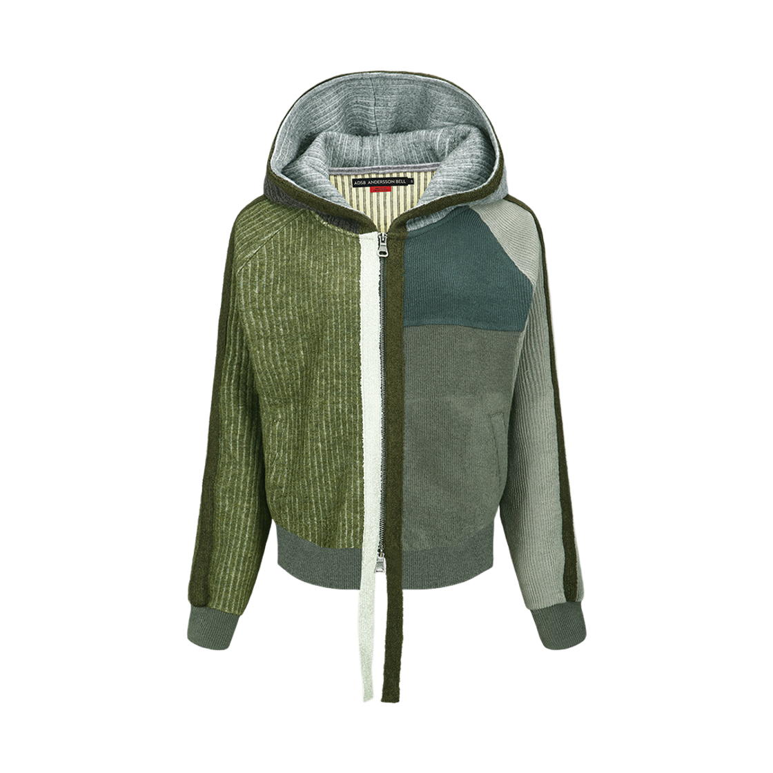 atb1364w(GREEN) ADSB Andersson Bell Color Blocked Knit Hoodie Zip Up Green