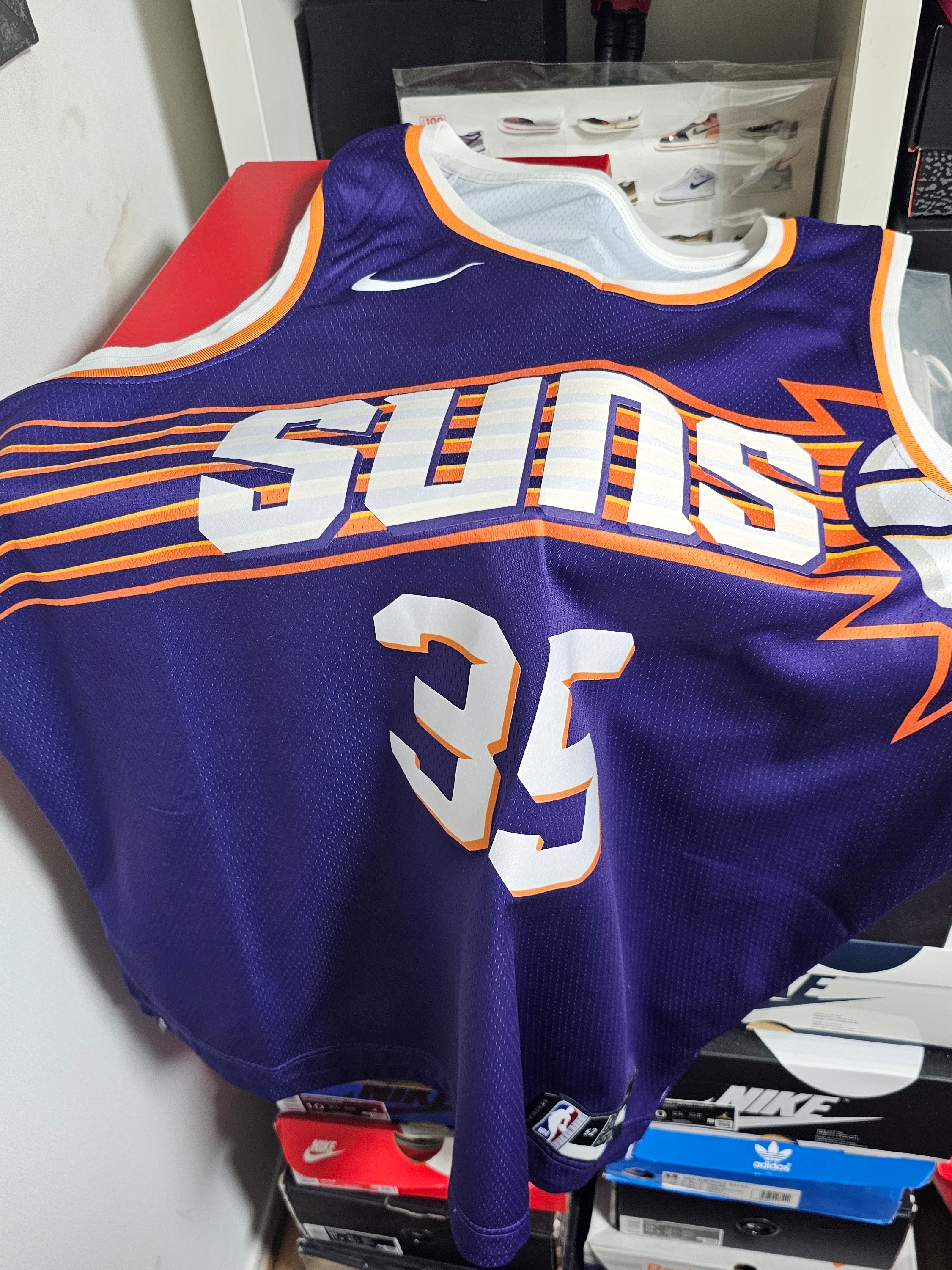 Nike Kevin Durant  Phoenix Suns 2023/24 Icon Edition Dri-Fit NBA Swingman Jersey New Orchid 착용 스타일