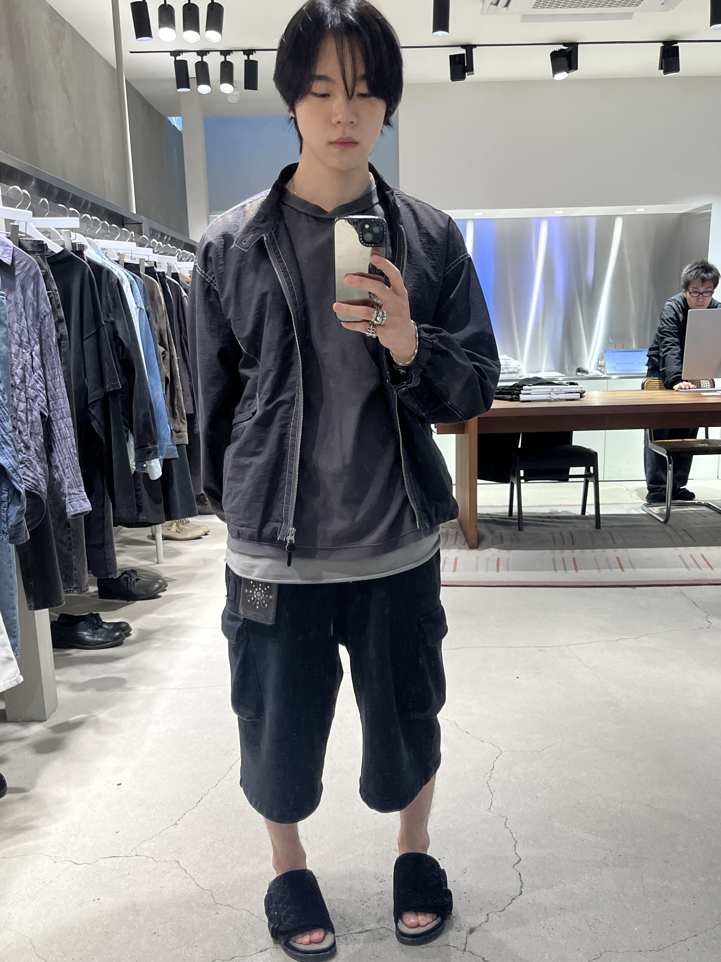 Polyteru Motorcycle Blouson Charcoal 착용 스타일