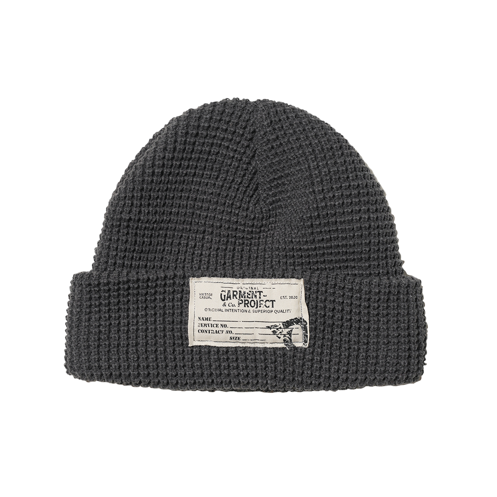 O25FFCA028CH OGARP Side Label Waffle Beanie Charcoal