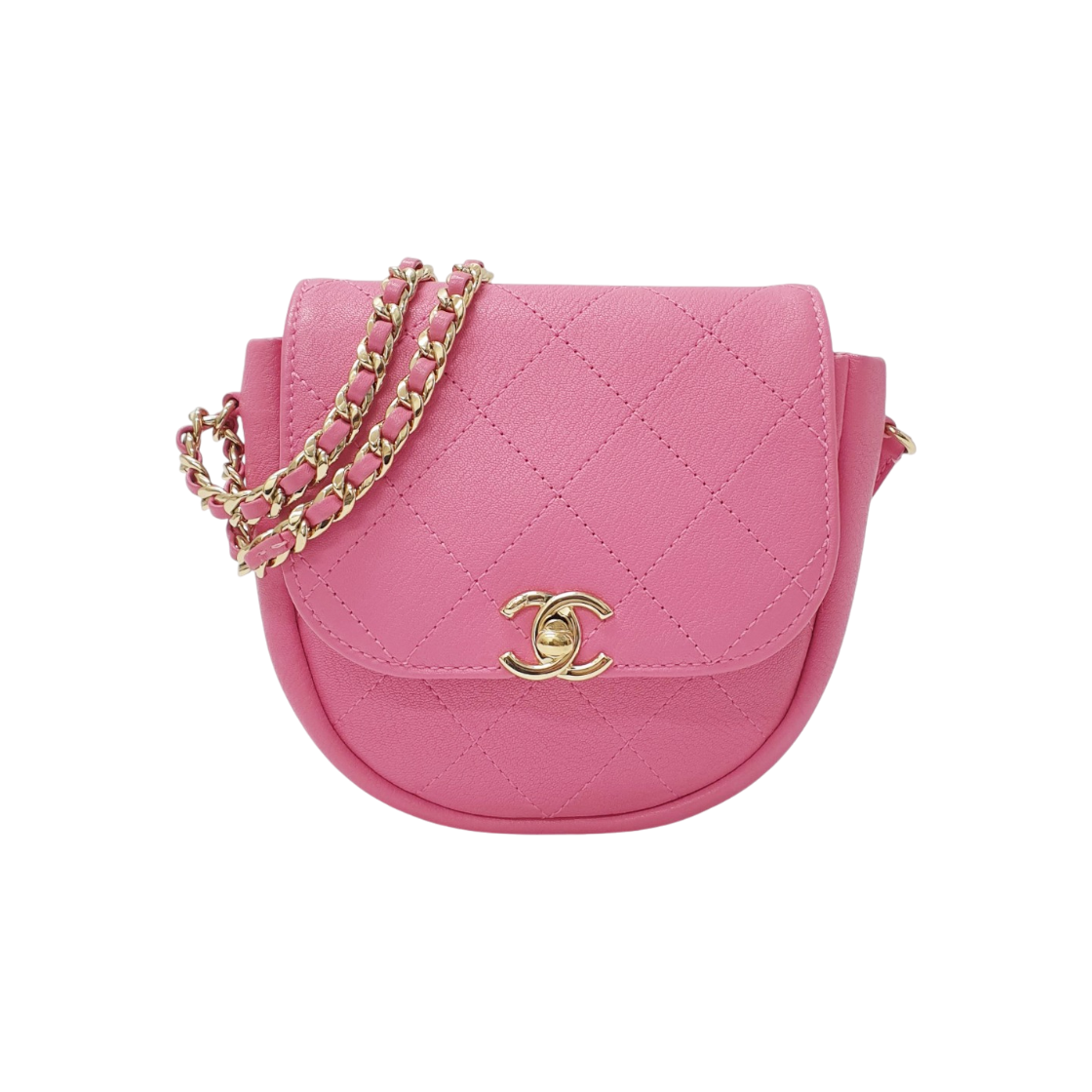 IT6IP4WIJI47 Chanel Pink Mini Chain Messenger Crossbody Bag in Goat Skin
