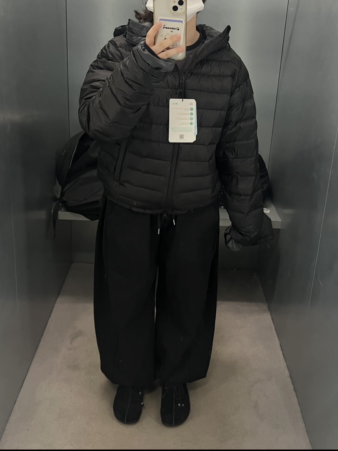 Sansan Gear Suffix Puffer Jacket Black_25FW, Sansan Gear Suffix Puffer Jacket Grey_25FW 착용 스타일 - 1