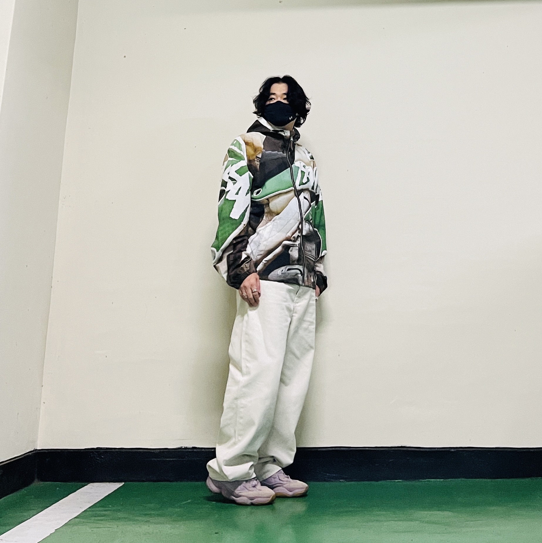 Stussy Beach Shell Baja Print Multi, Stussy Washed Canvas Big OL' Jean Washed Vintage Natural 착용 스타일 - 2