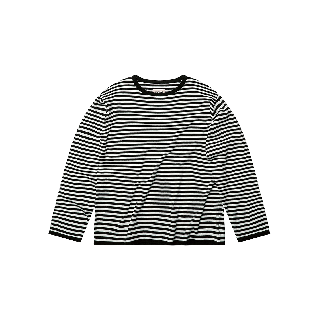Maron Knit Black/Ivory Flatwave in Seoul Maron Stripe Loose Fit Round Knit Black/Ivory