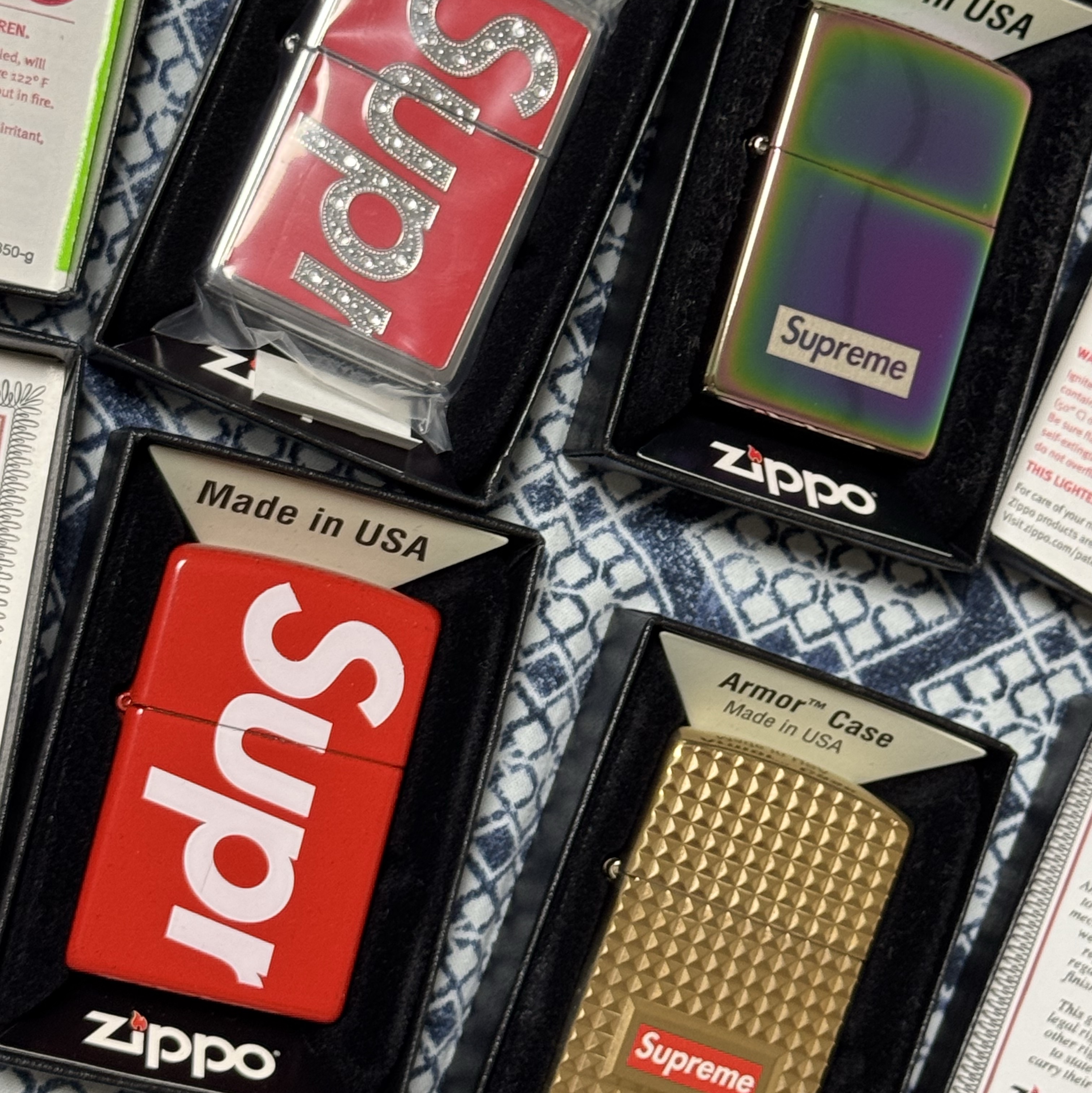 Supreme Logo Zippo Red, Supreme Swarovski Zippo Red - 20FW 착용 스타일