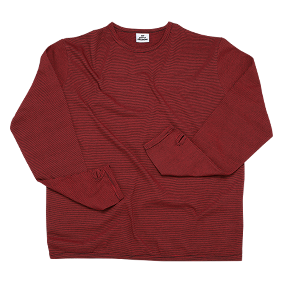 25FWLS01 MJD STRIPE FINGER HOLE LONG SLEEVE RED