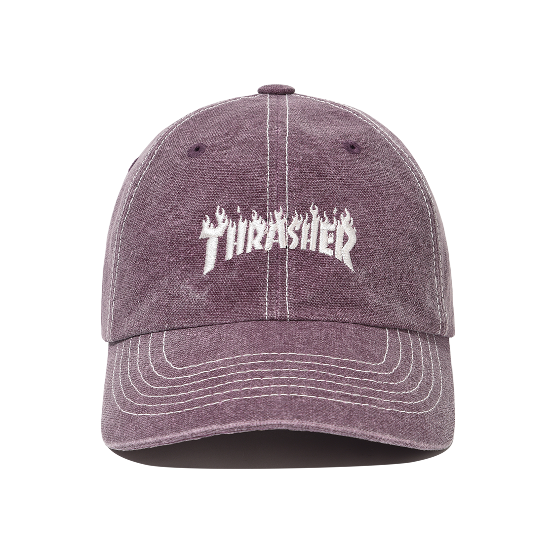 TR2503CA04PU THRASHER Flame Stitch Logo Ball Cap Purple