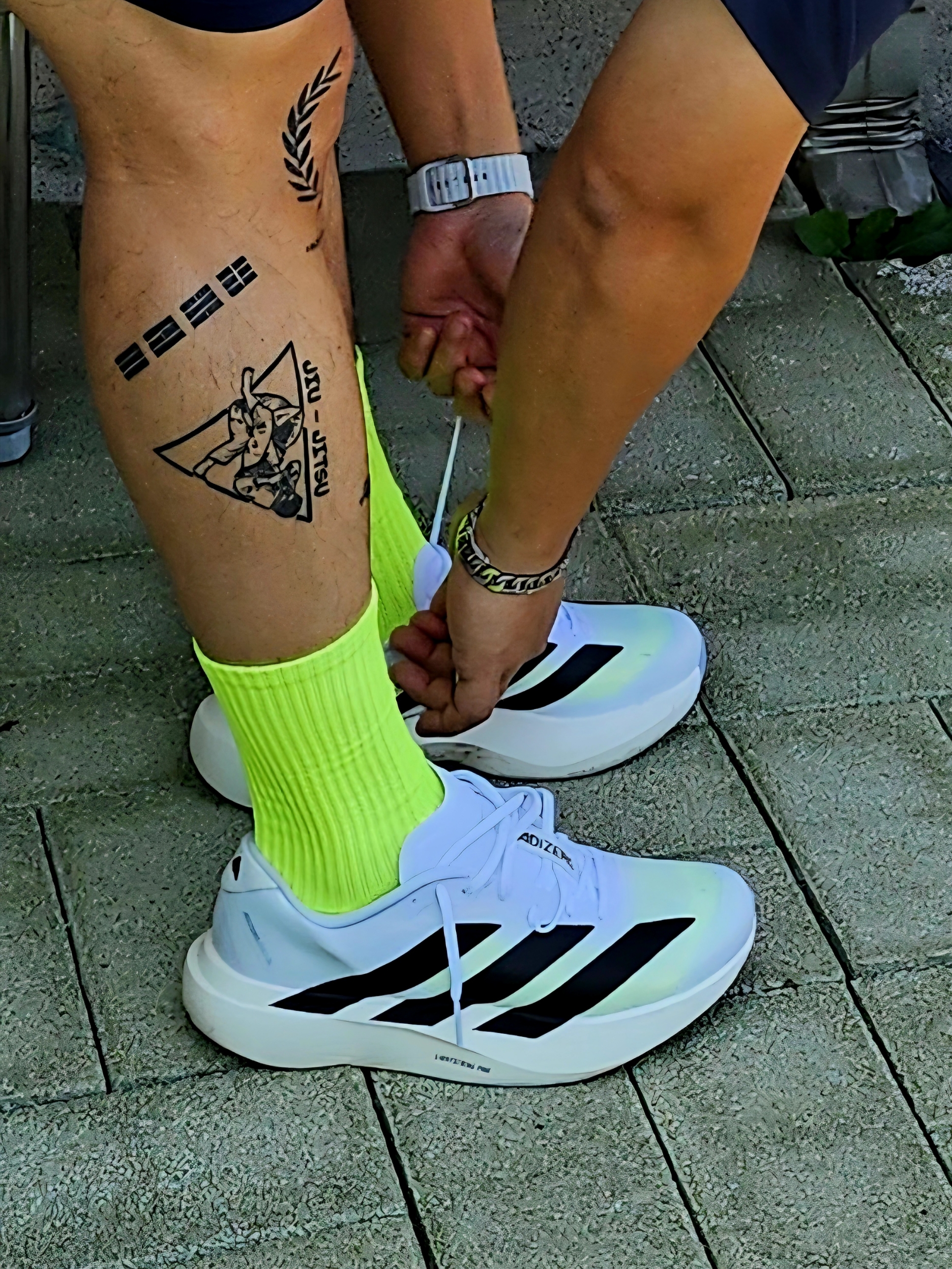 Adidas Adizero EVO SL Cloud White Core Black 착용 스타일
