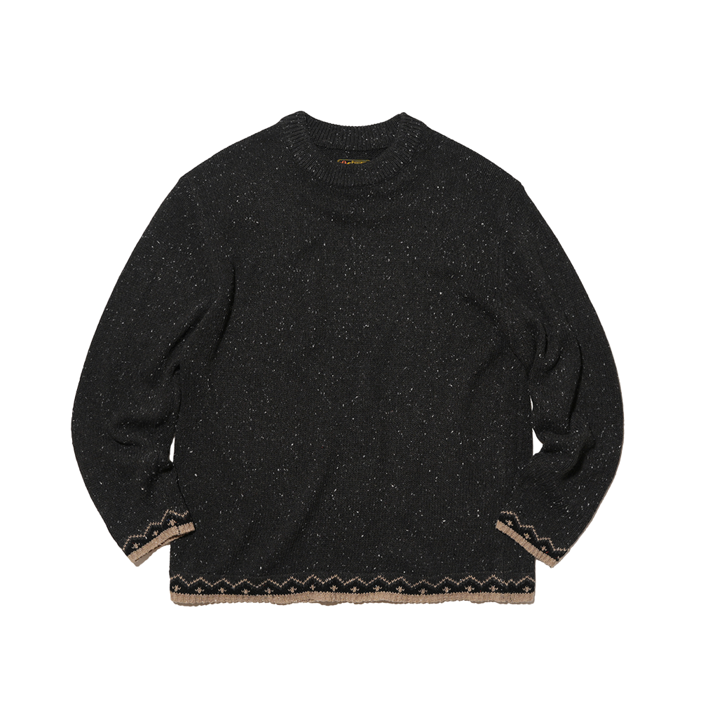 O25FFKN005CH OGARP Nep Jacquard Pullover Knit Charcoal