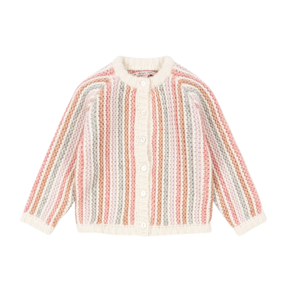 콩제슬래드 키리 가디건 스트라이프(Konges Sløjd Kiri Cardigan Rose Stripe)