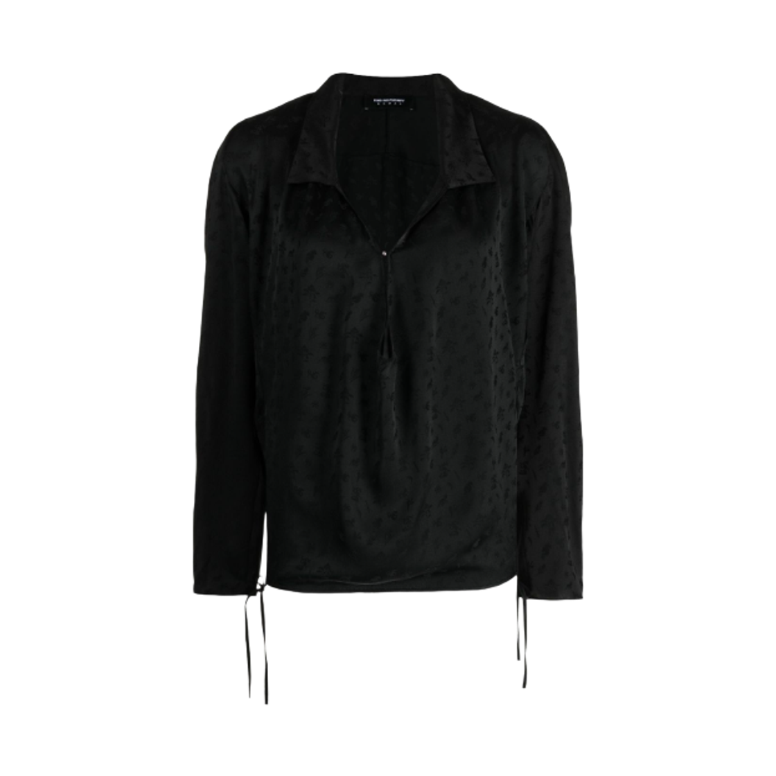 KKWSS23SH01-29 (W) Kiko Kostadinov Floral Print V-Neck Drawstring Blouse Black