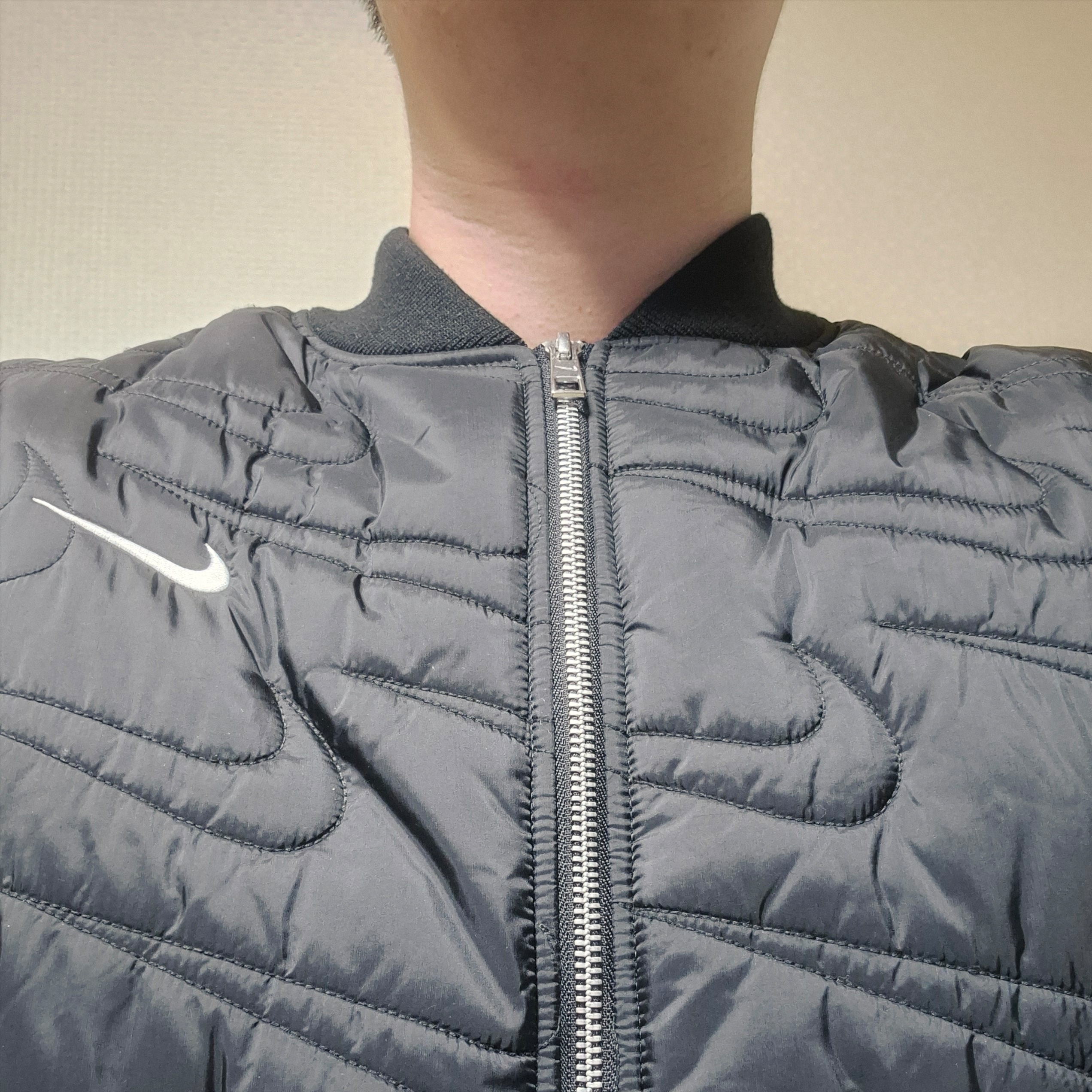 Nike NSW Swoosh Quilted Jacket Black - Asia 착용 스타일