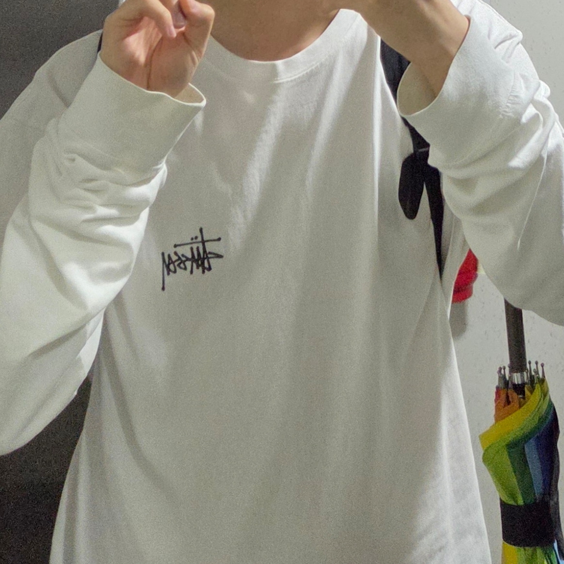 Stussy Basic Stussy LS T-Shirt White 착용 스타일