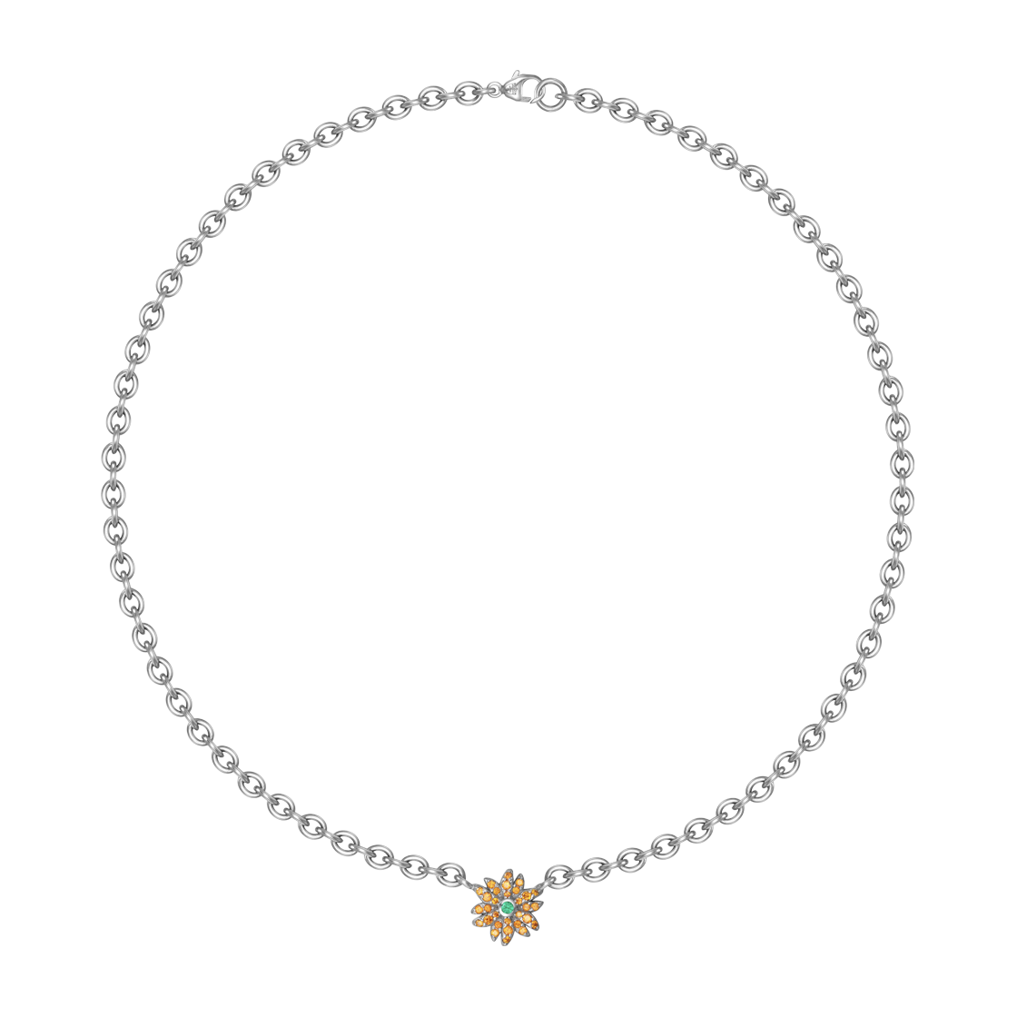 SLN.25FF12 Scudo Cuore Bold Orange Stone Necklace