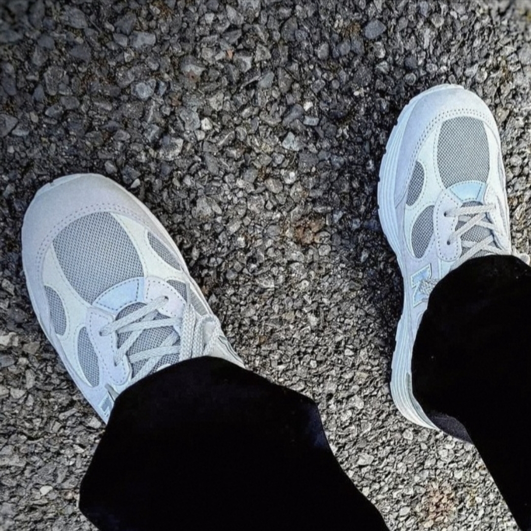New Balance 992 Made in USA White Silver 착용 스타일