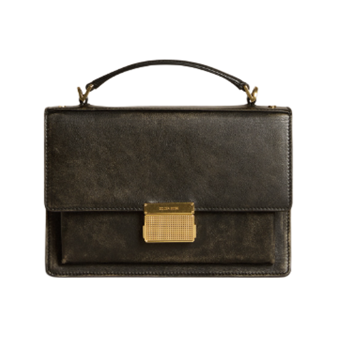 GWA00467-A000599-90100 Golden Goose Venezia Bag in Distressed Leather with Gold Details Black