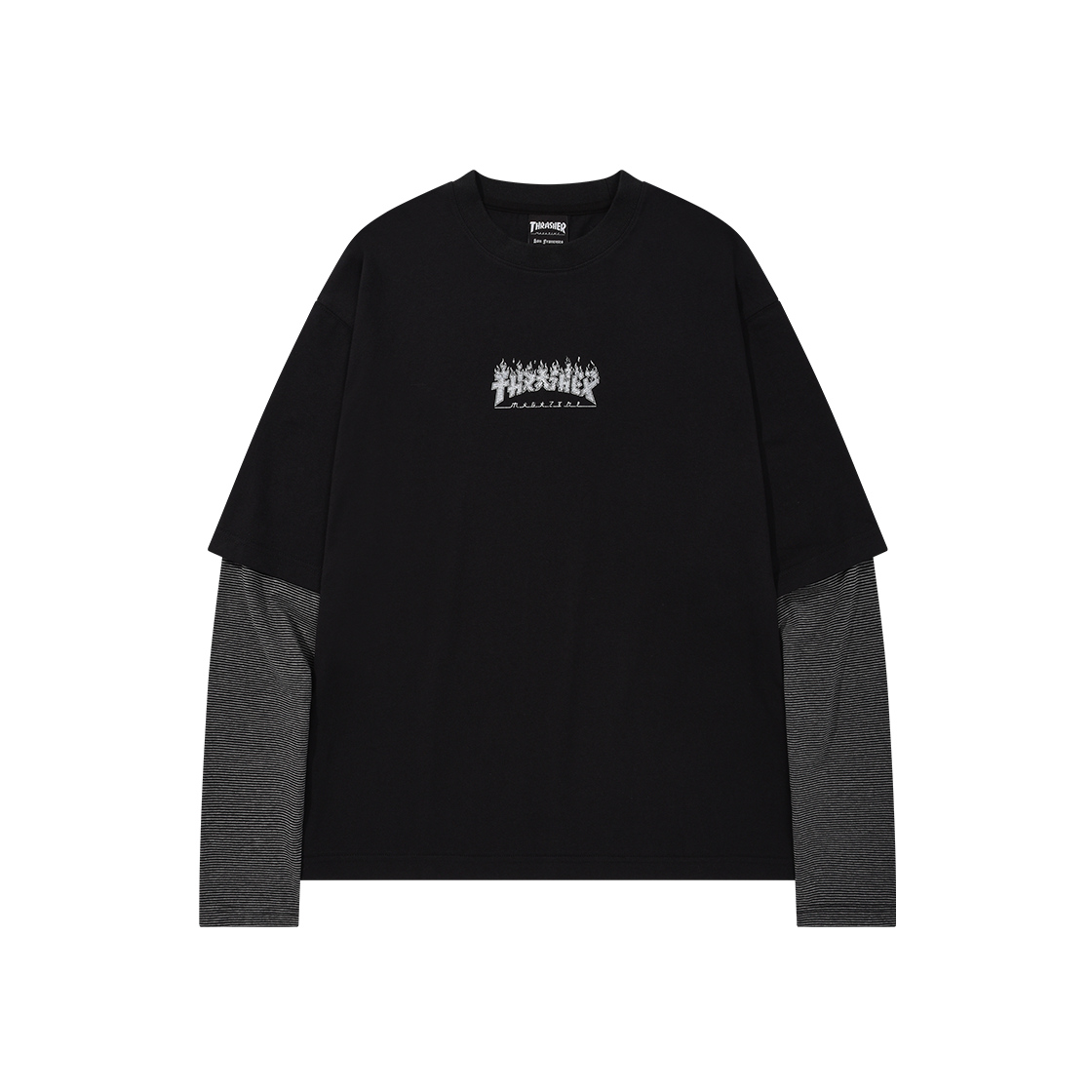트레셔 고질라 레이어드 롱슬리브 블랙(THRASHER Godzilla Layered long sleeves Black)