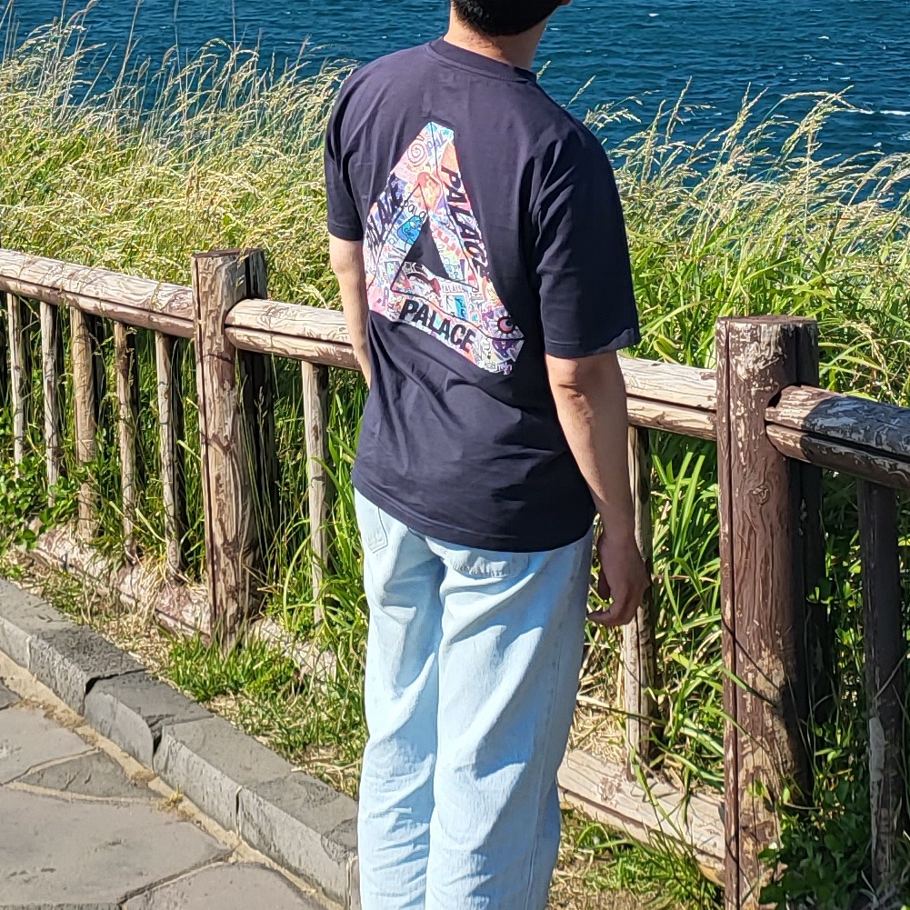 Palace Tri-Sticker Pack T-Shirt Navy - 21FW 착용 스타일