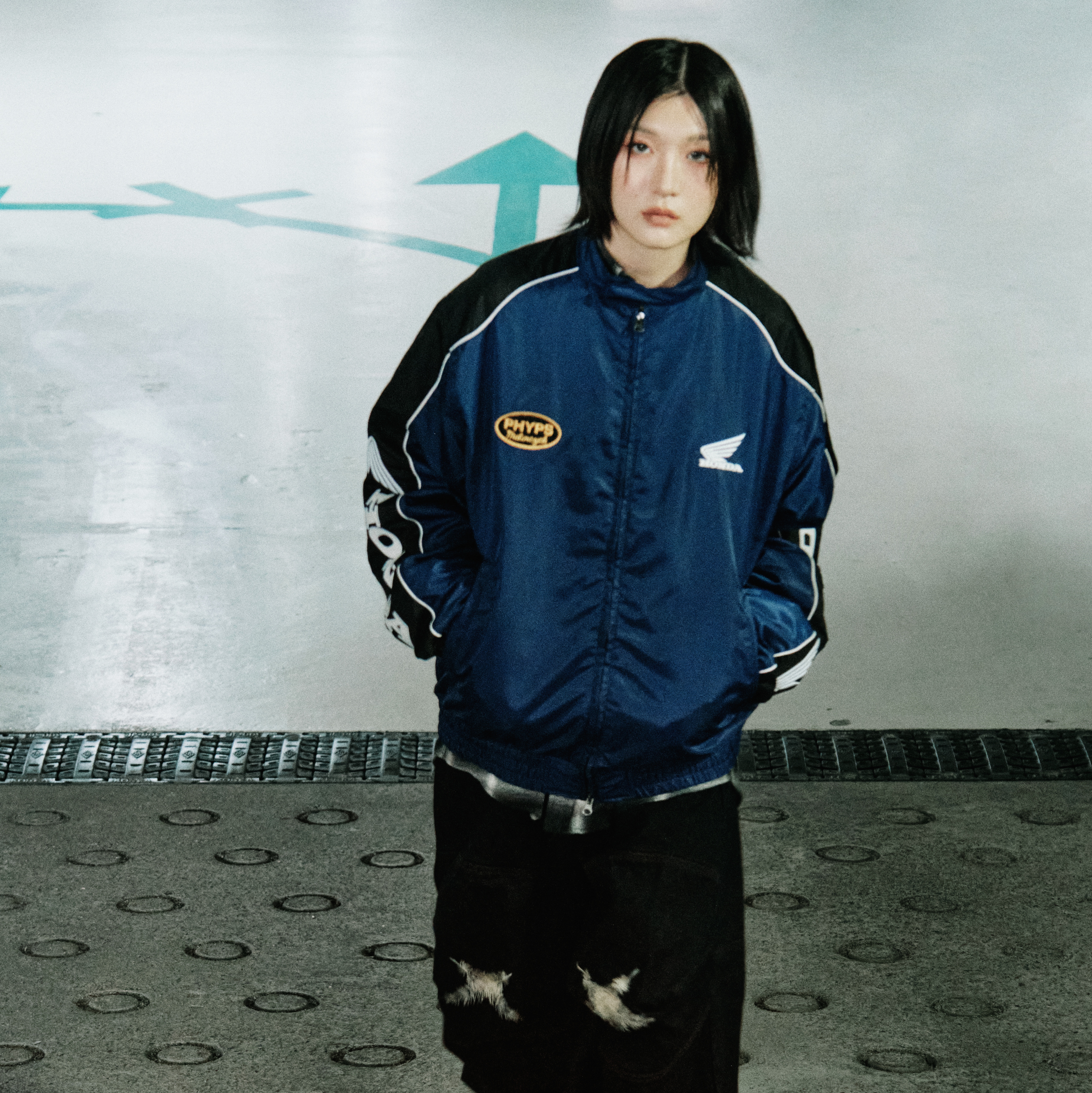 Honda Racing Blouson Blue, Honda Racing Blouson Black 착용 스타일 - 4