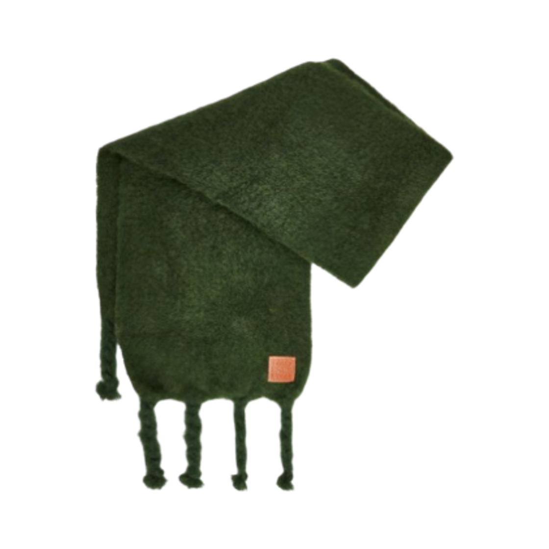 (W) 로에베 모헤어 울 머플러 포레스트 그린((W) Loewe Muffler in Mohair and Wool Forest Green)