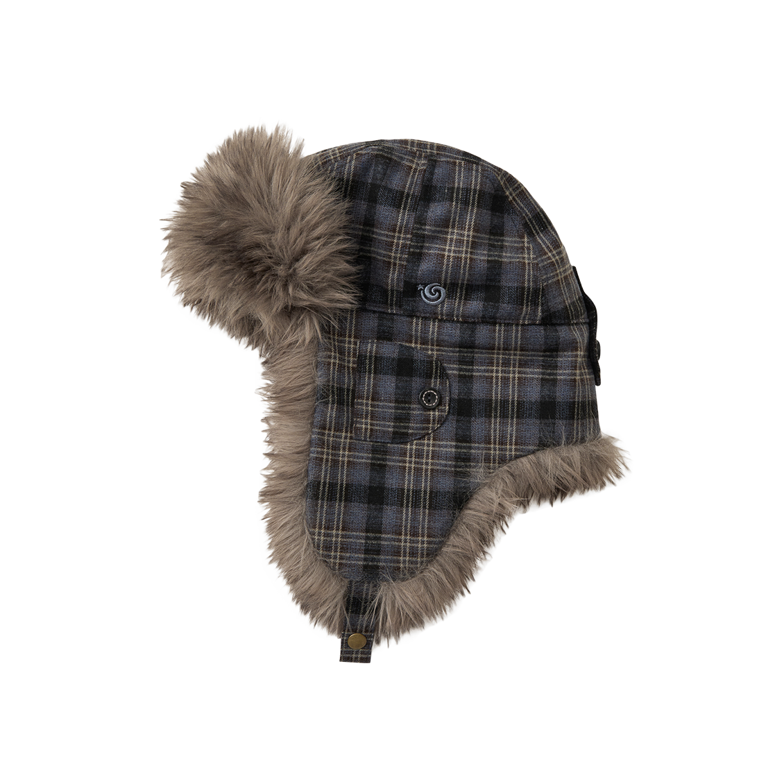 AE45FWCA003CBL AEAE Fur Trooper Hat Check Blue