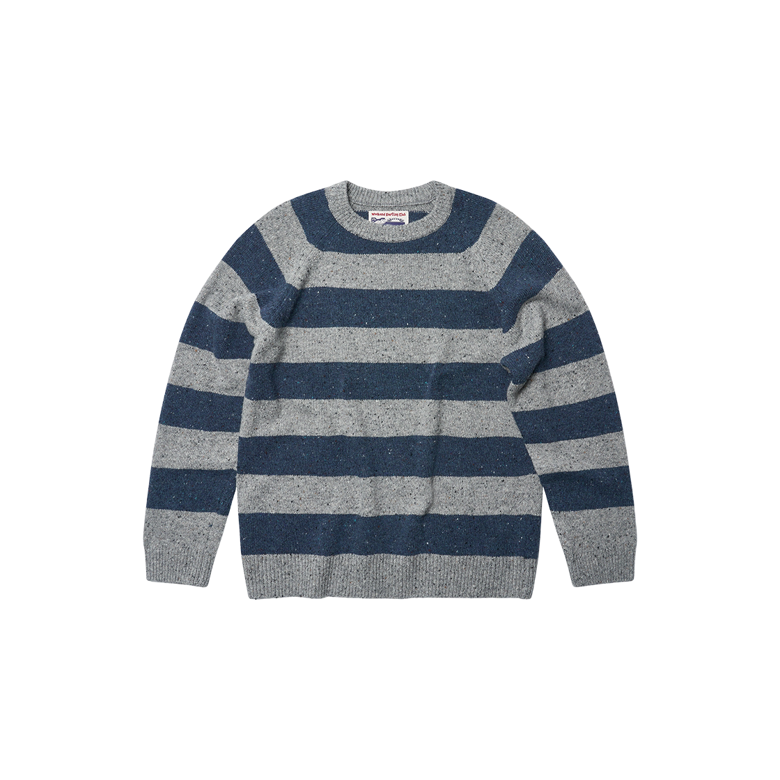 Noor Knit Grey/Indigo Flatwave in Seoul Noor Wool Stripe Round Knit Grey/Indigo