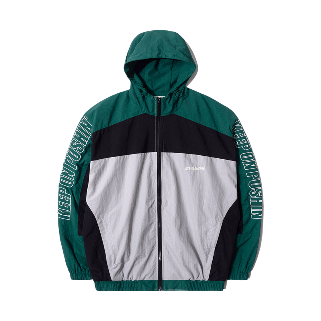 Q5AMJK002GRB QT8 Garments Retro Hooded Track Jacket Green/Black