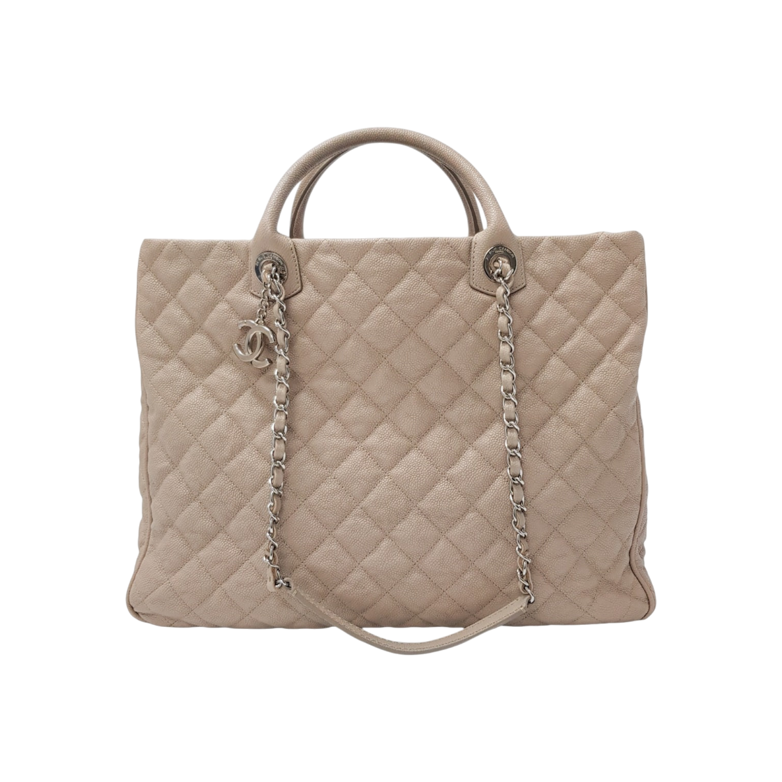 ITKE98PGRVUC Chanel Beige Soft Caviar Paradox Tote & Shoulder Bag
