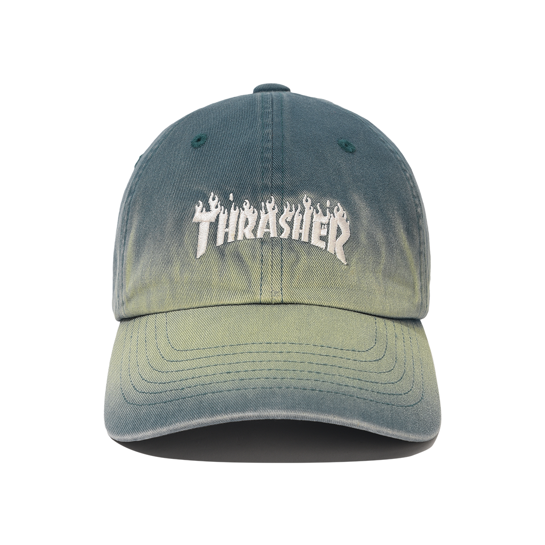 트레셔 플레임 오버다잉 로고 볼캡 다크 파인(THRASHER Flame Overdyed Logo Ball Cap Dark Pine)