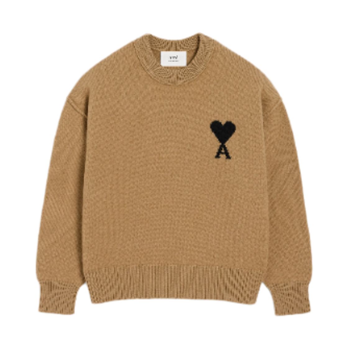 아미 빅 하트 울 크루넥 스웨터 카멜 블랙(AMI de Coeur Wool Crewneck Sweater Camel Black) - 1