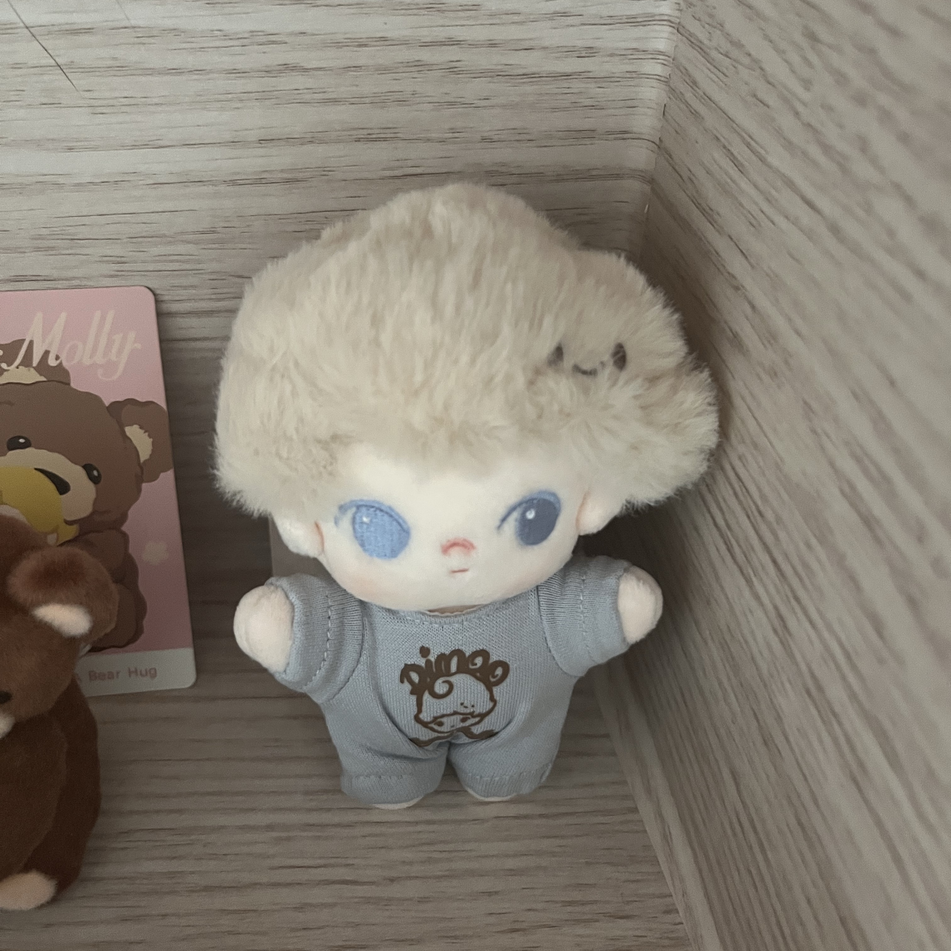 Pop Mart Dimoo Crush On Coffee Series Soft Faced Plush Keychain Sea Salt Cream Milk (Opened Case) 착용 스타일