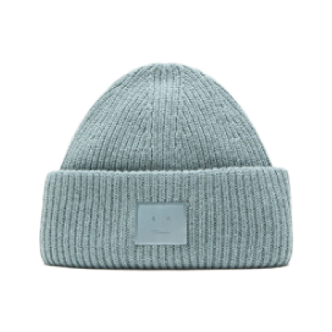 C40425-AAT Acne Studios Large Face Logo Beanie Dusty Blue