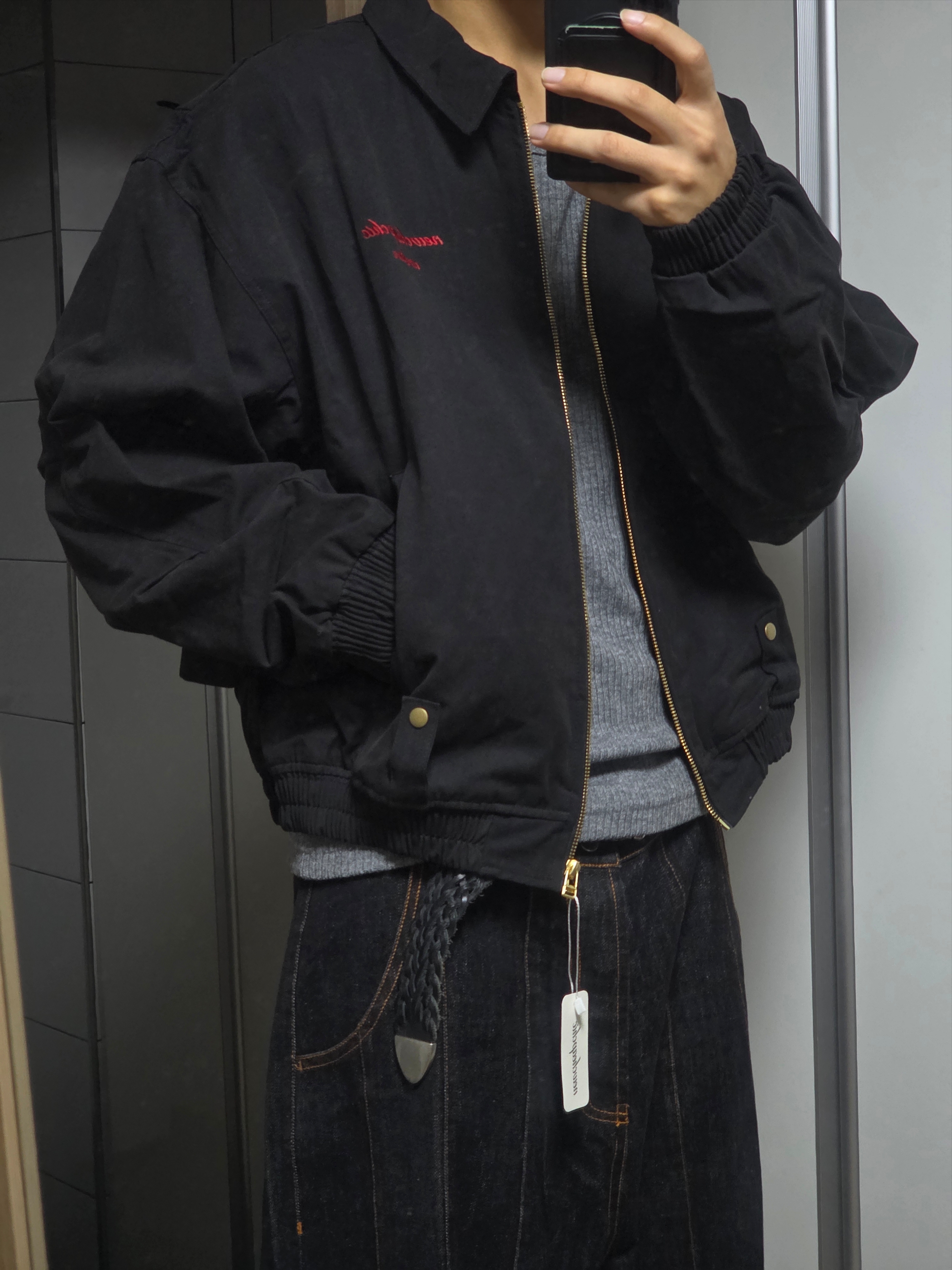 [더블적립]Farfromwhat Far Weaving Belt Black 착용 스타일