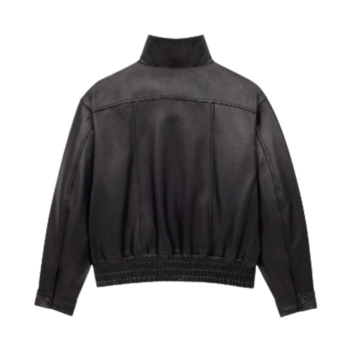 (W) 생로랑 플런지드 램스킨 봄버 자켓 블랙((W) Saint Laurent Plunged Lambskin Bomber Jacket Black) - 2