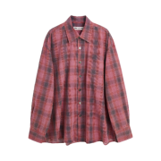 Our Legacy Borrowed Shirt Lowa Flannel Check Pink Grey