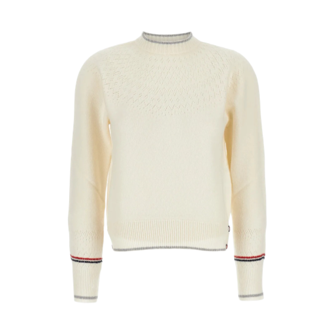 (W) 톰브라운 포인텔 페어 아일 크루넥 풀오버 화이트((W) Thom Browne Pointelle Fair Isle Crewneck Pullover White) - 1