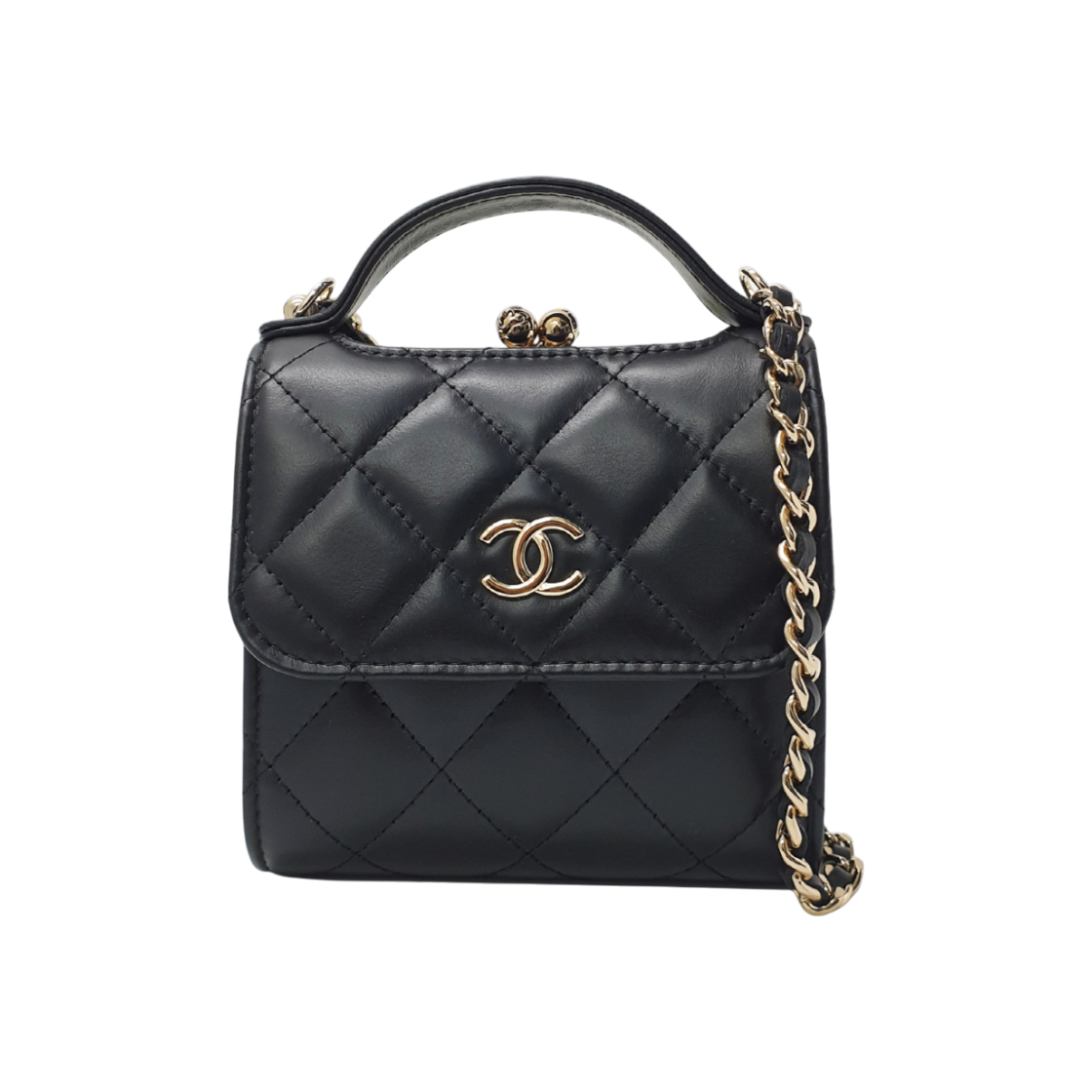 샤넬 AP2837 램스킨 금장 블랙 베니티 레트로 체인 미니백(Chanel Lambskin Gold-tone Black Vanity Retro Chain Mini Bag) - 1