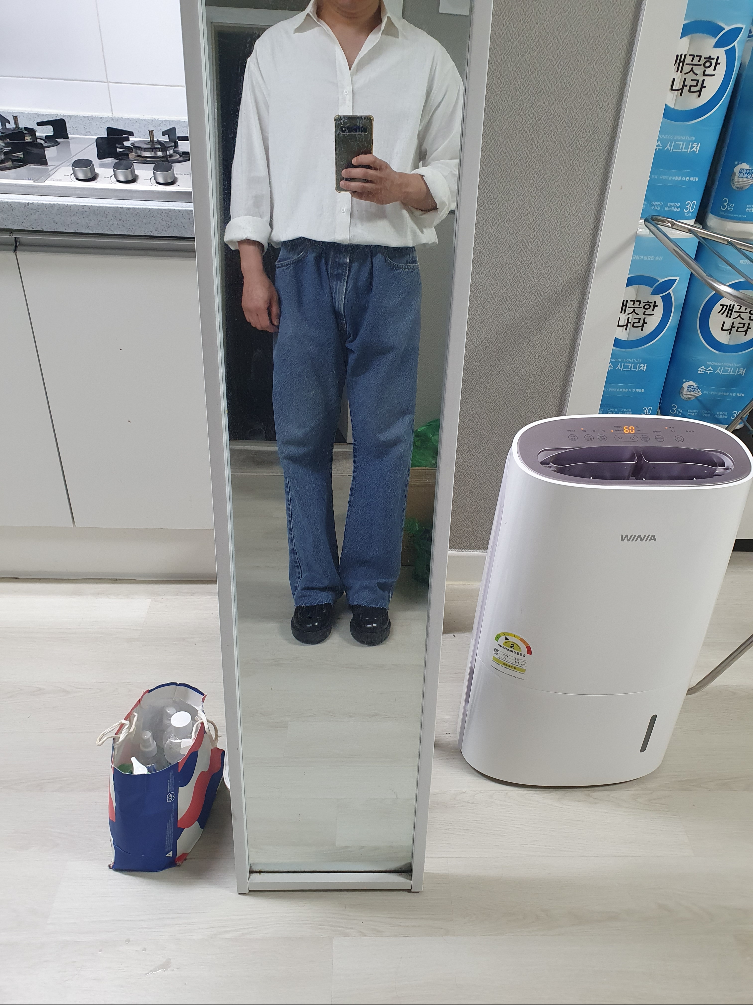 Prada Chocolate Brushed Leather Loafers Black 착용 스타일