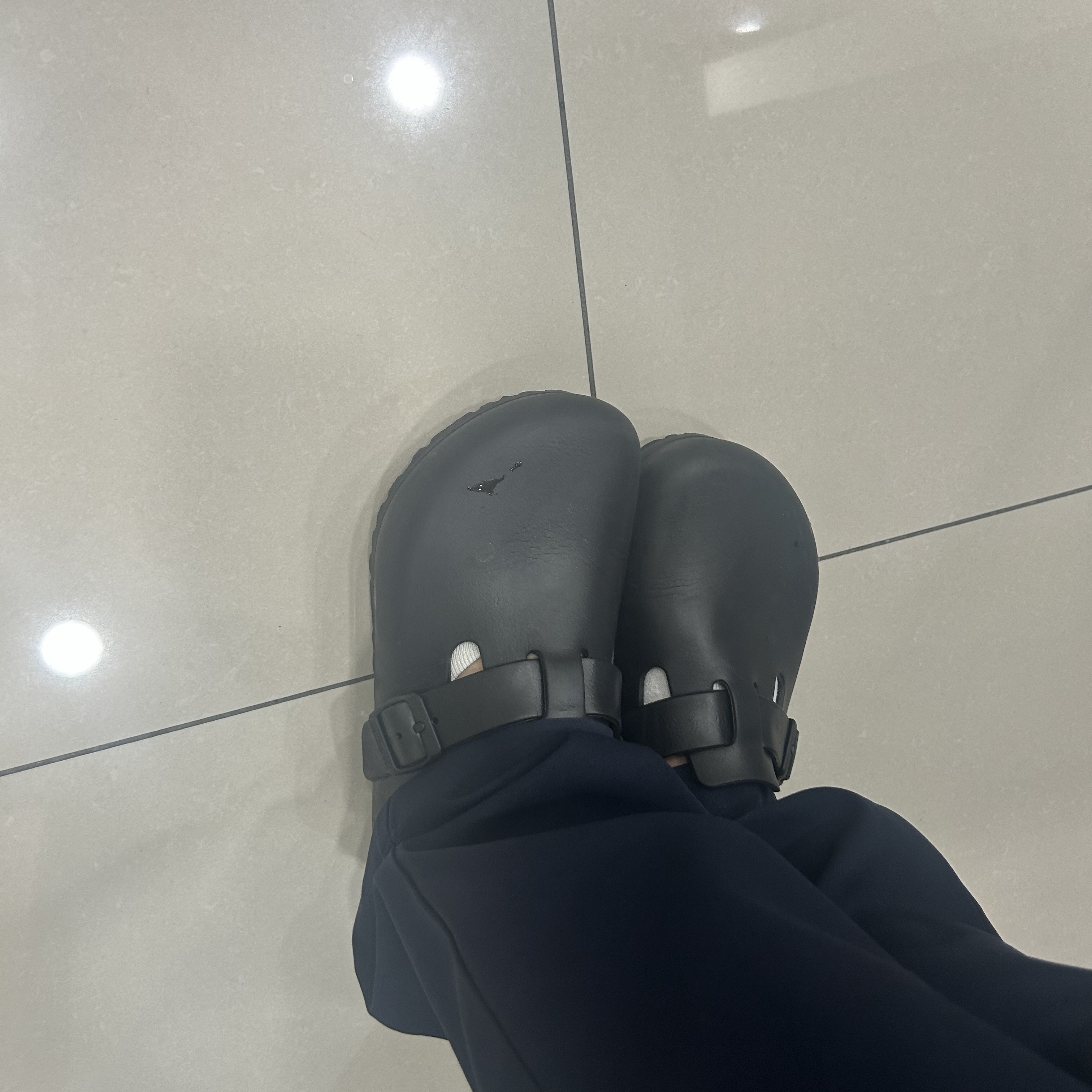 Birkenstock Boston Essentials Eva Black - Regular 착용 스타일