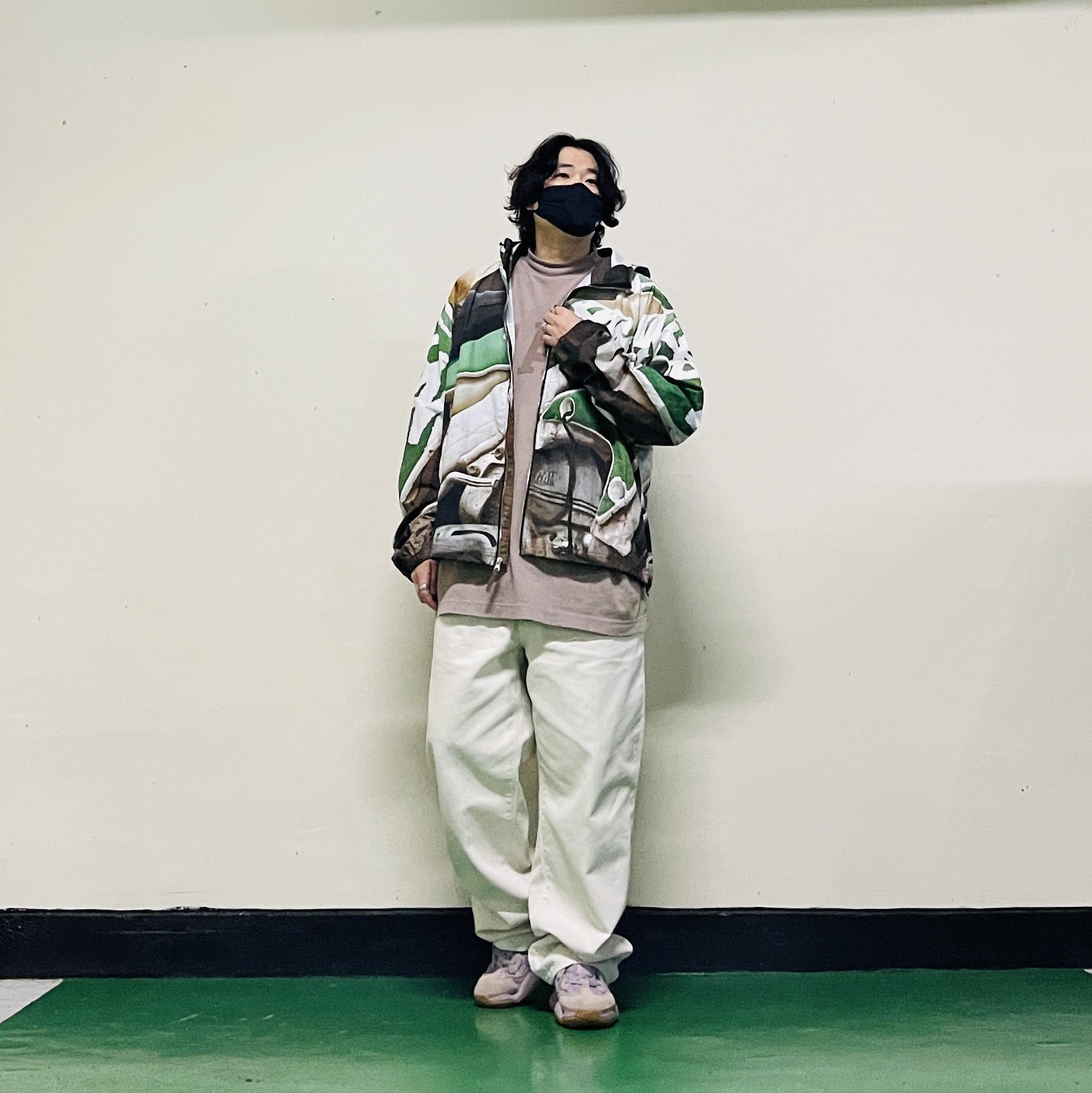 Stussy Beach Shell Baja Print Multi, Stussy Washed Canvas Big OL' Jean Washed Vintage Natural 착용 스타일 - 7