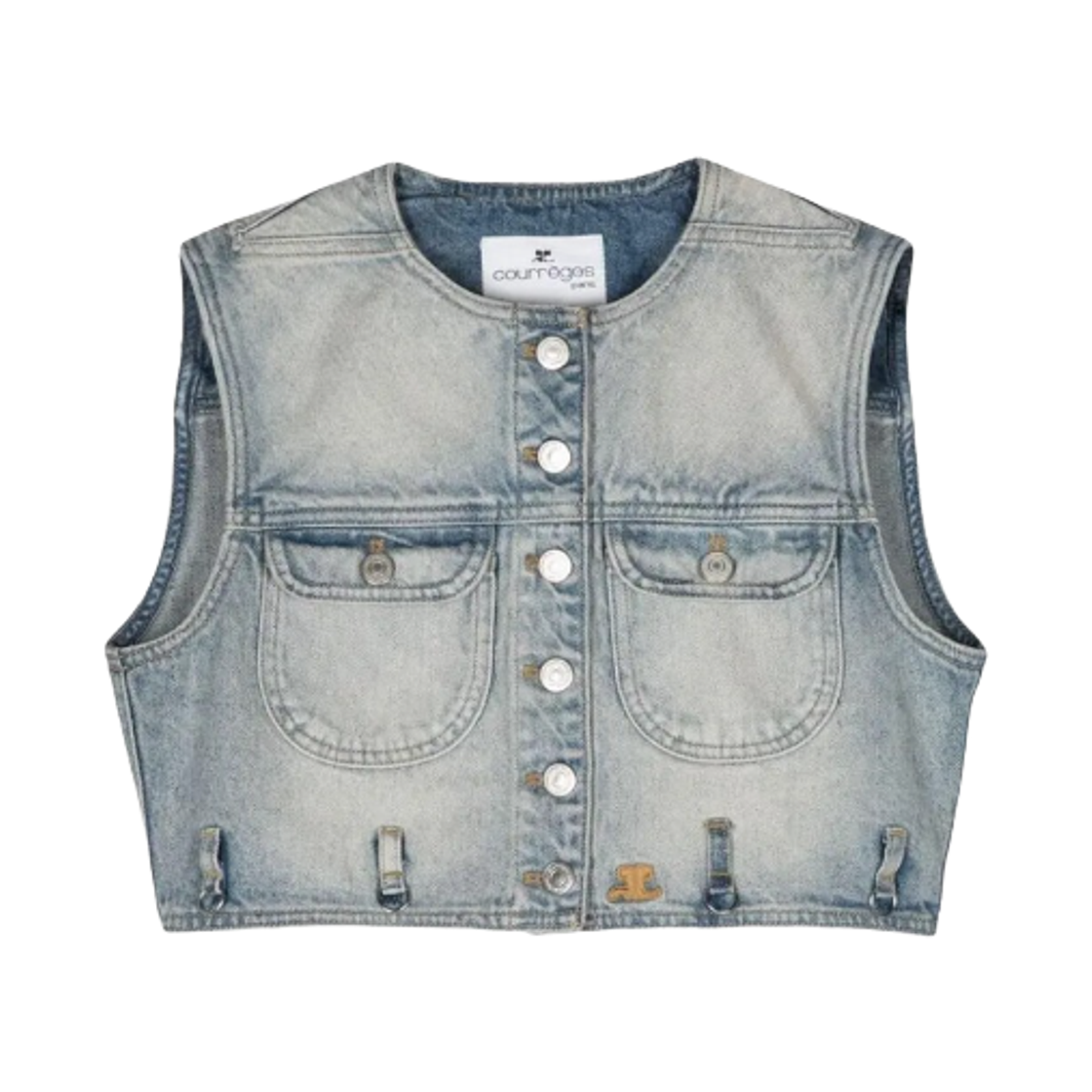 124DBL153DE00167011 (W) Courreges Multiflex Denim Cropped Vest Light Blue Wash