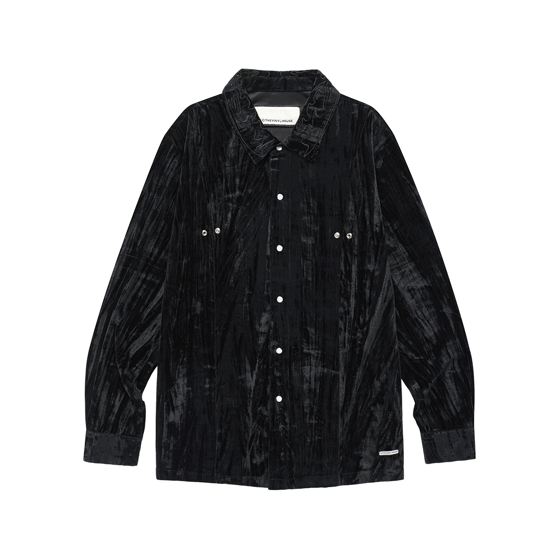 더바이닐하우스 엠브로이더리 벨루아 셔츠 블랙(Thevinylhouse Embroidery Velour Shirts Black)