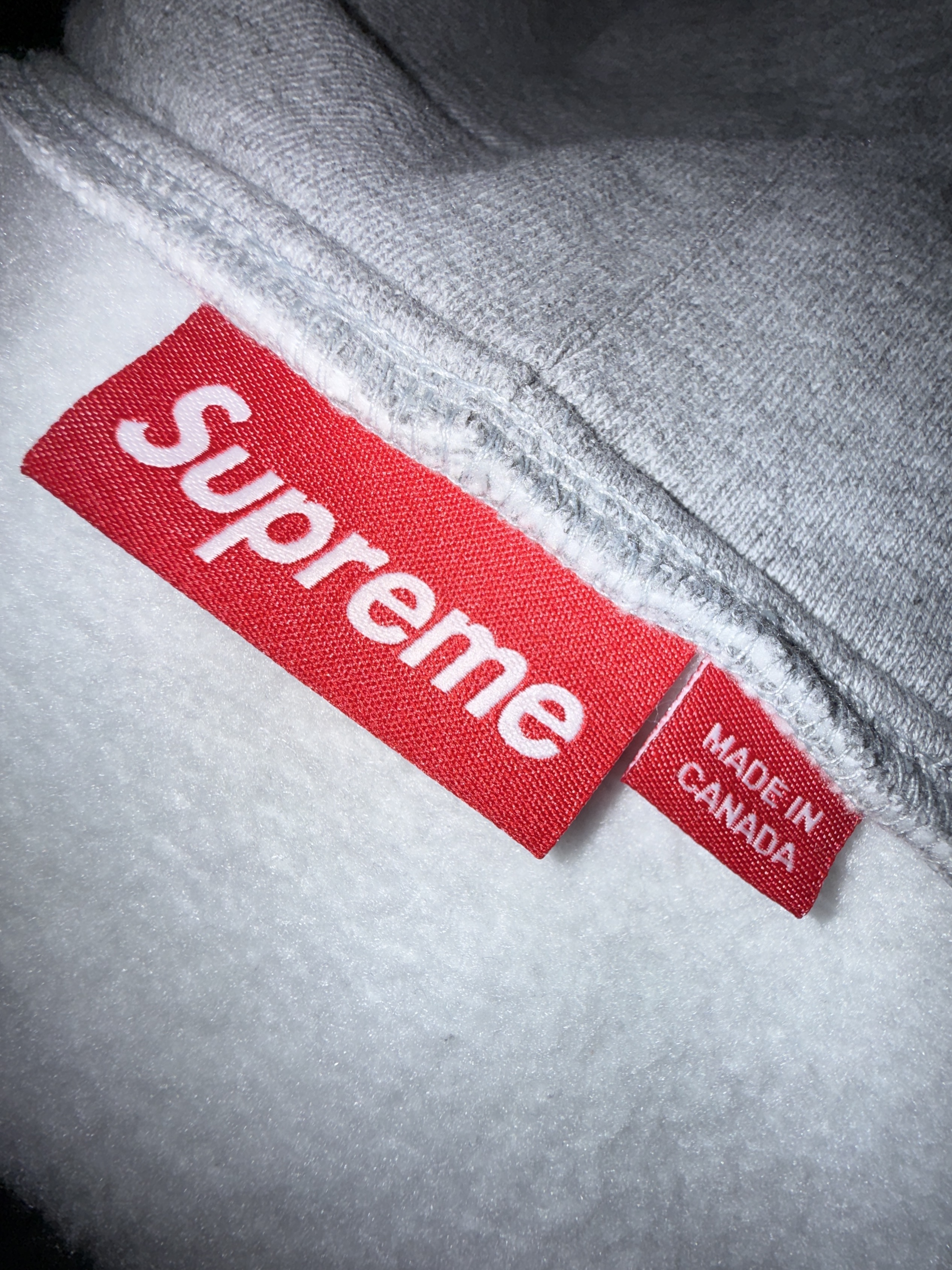 Supreme Small Box Zip Up Hooded Sweatshirt Heather Grey - 25SS, Supreme Reflective Double Knee Pants Denim - 25FW 착용 스타일 - 3