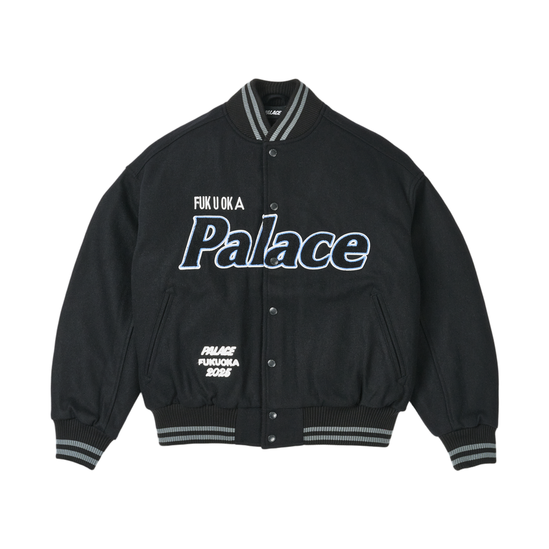 팔라스 후쿠오카 바시티 자켓 블랙 - 25FW(Palace Fukuoka Varsity Jacket Black - 25FW)