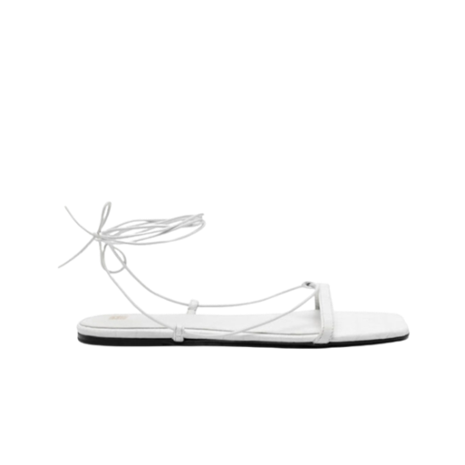 242-WAS2053-LE0029-047 (W) Toteme Lace Up Tie Sandals White
